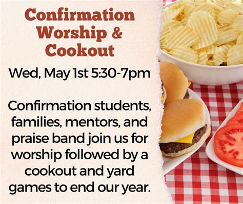 Confirmation Worship and Cookout, 100 W Rollin St, Edgerton, WI, United ...