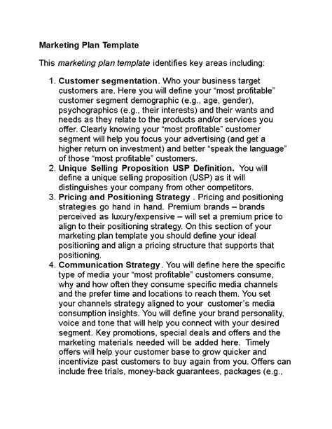 Example Marketing Plan Template 的图像结果