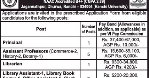 YSM Ranchi Botany Faculty Jobs 2018