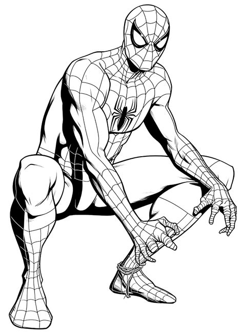 Spiderman Sits coloring page - Download, Print or Color Online for Free