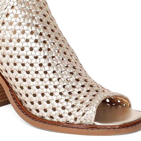 Saint Bella Gold Woven Leather Block Heels – SaintG India