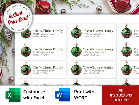 Printable Christmas Return Address Labels, Christmas Return Labels ...
