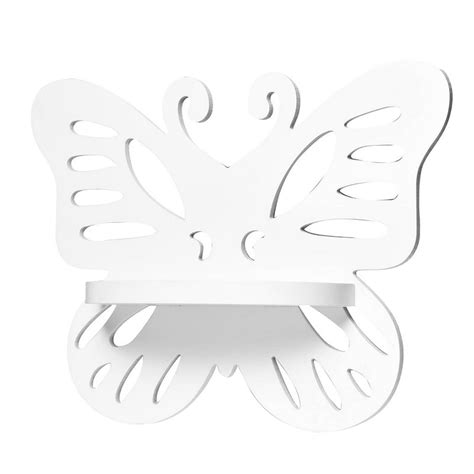 Spaceture Engineered Wood Wall Mounted Kids Room Shelf-Butterfly White ...