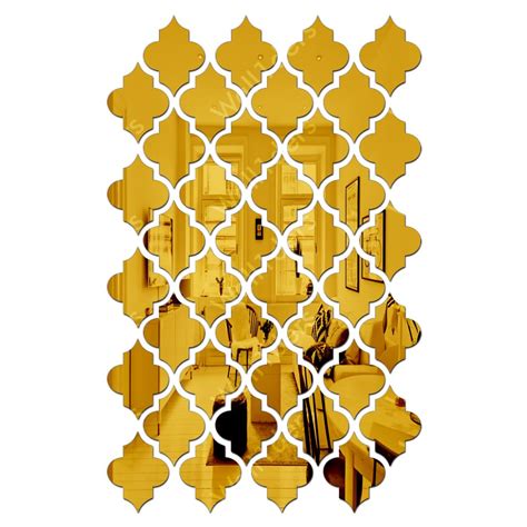 Wall1ders 40 Pcs Mirror Wall Stickers Jali Pattern Art Tile Decal ...