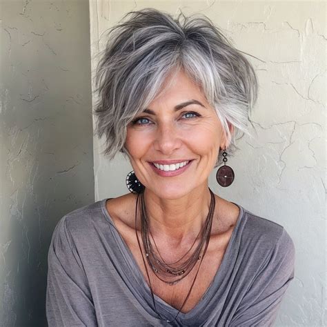 magnific YHoGWNocBkuCGK84w6i4 Short Gray Hair with Side Swept Bangs ...