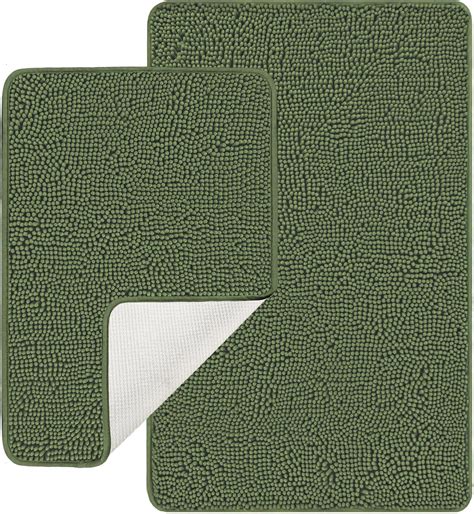 Amazon.com: PureSwan Olive Green Bathroom Rugs Sets 2 Piece – Absorbent ...