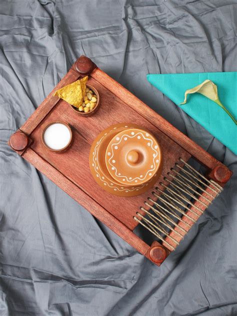 Buy EK DO DHAI (Device) OldCharm Desi Khaat Wooden Raised Platter Tray ...