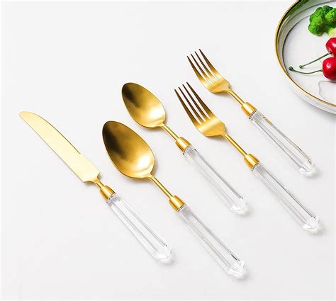 Amazon.com | Thomaso 60 Piece Gold Plated Flatware Set With Acrylic ...