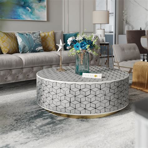 Philly Inlay Round Coffee Table - Geo