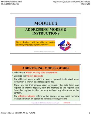 Module 3 Notes MPMC - good - THE STACK STRUCTURE OF 8086: The stack is ...