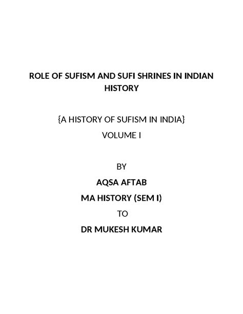 Sufism & Sufi Shrines in Indian History: Insights and Influence - MA ...