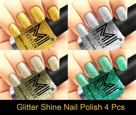 MI Fashion Platinum Collection 12 ml each Set of 4 Glitter High Shine ...