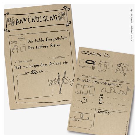 Einladung Kindergeburtstag Mittelalter Text