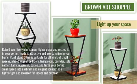 Device Bas with BROWN ART SHOPPEE 3 Tier 3 Potted Iron-Wood Plant Stand ...