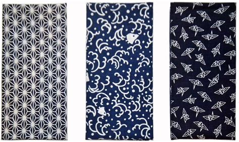 Buy Made in Japan Komon Tenugui Towel 3 Type Set Flax Leaf, Namichidori ...