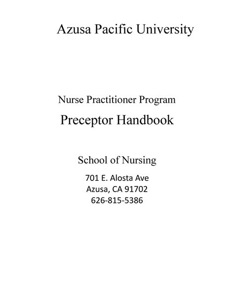 MSN Preceptor Handbook - Azusa Pacific University Nurse Practitioner ...