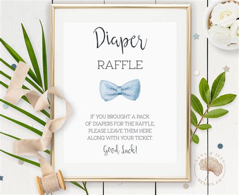 Printable Light Blue Bow Tie Diaper Raffle Sign - Anna & Ivey Design Co