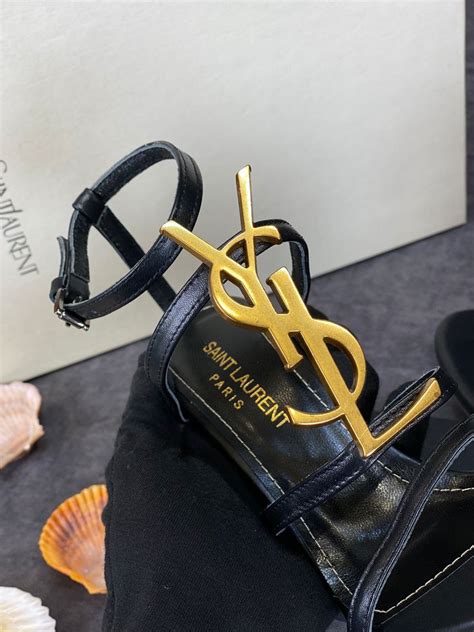 yves saint laurent ayakkabi patent leather with black gold 11 cm topuklu