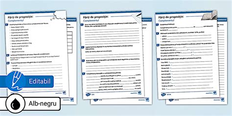 Părți de propoziție Complementul Fișe de lucru diferențiate