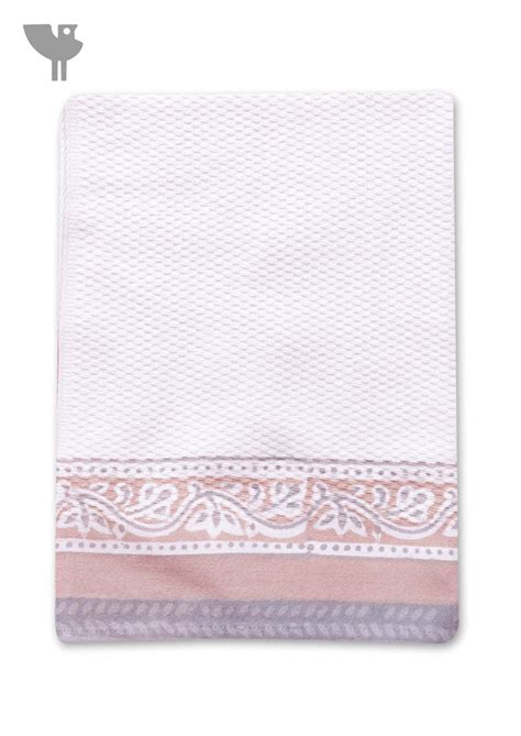 Handloom Cotton Hand Towel With Block Print Border