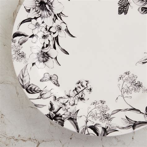 Buy Maris-Botanical White Printed Stoneware Dinner Plate - 28cm from ...