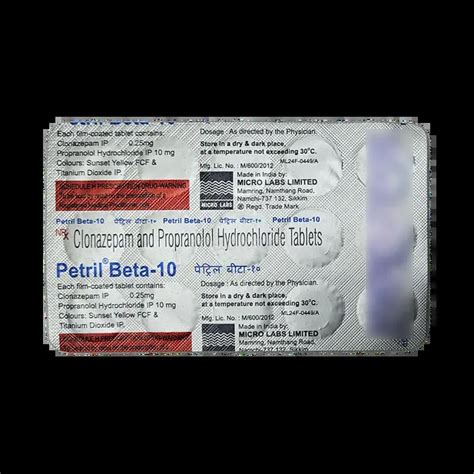 PETRIL BETA 10MG TABLET 15'S Price, Uses, Side Effects & Substitutes ...