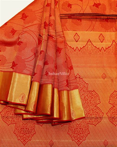 Red With Golden Border Pure Kanjivaram Silk Saree – IndianVillèz