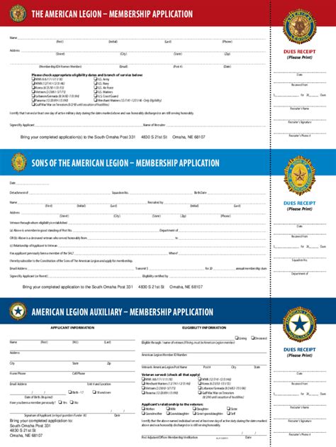 American Legion Membership Application - Blank Fillable Template | Fill ...