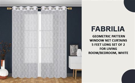 Buy Fabrilia Geometric Pattern Door Net Curtains 7 Feet Long Set Of 2 ...