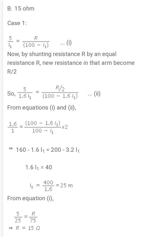 The resistance in the two arms of a meter bridgeare 5ohm and R ohm ...