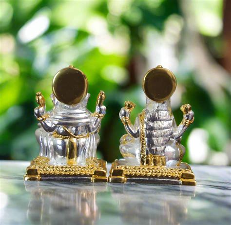 Gold & Silver Plated Lakshmi Ganesha Idol | 2 Inches – Bhakti Samagri
