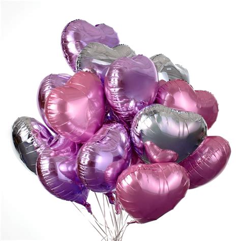 Buy 30 pcs Heart Balloons18" Foil Love Balloons Mylar Balloons Purple ...