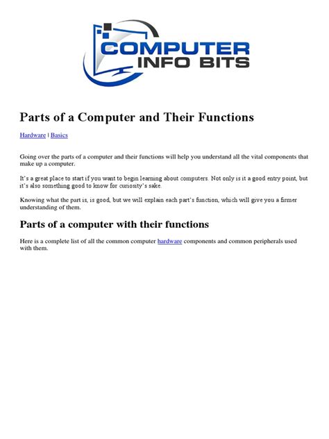 Parts of A Computer With Their Functions | PDF | Hard Disk Drive | Solid State Drive