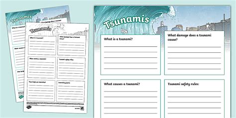 Tsunamis Fact File Template (teacher made) - Twinkl