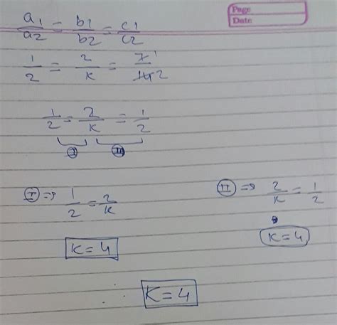 For what value of k will the equation x+2y+7= 0, 2x+ky+14=0 represent ...