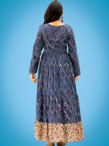 Taraab - Long Hand Block Printed Cotton Tier Dress - D139F1728 – InduBindu