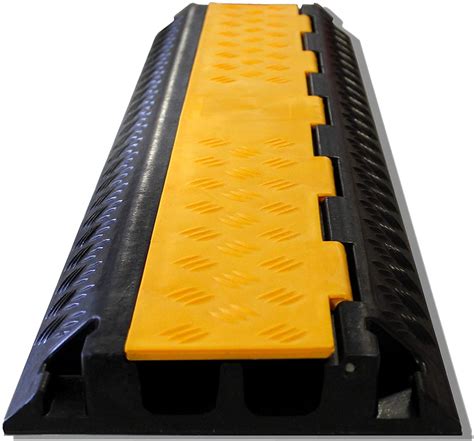 Kabelbrücke | 7,5 t Tragkraft Gummi 2 Kanal | 100 x 25 x 5 cm | mit Deckel