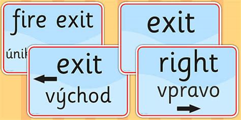 Directions and Safety Signs EAL Slovak Version - Twinkl