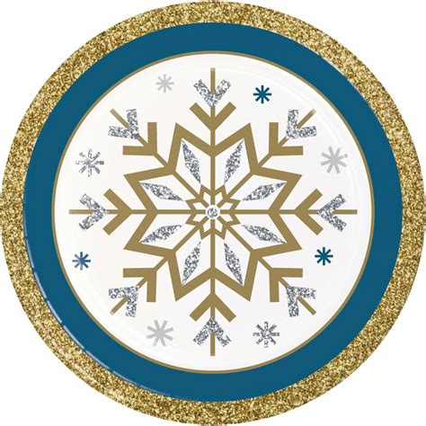 Party Central Disposable Paper Snowflake Christmas Dessert Plates - 6. ...