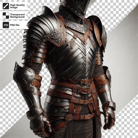 Premium PSD | Psd medieval knight in armour on transparent background with editable mask layer