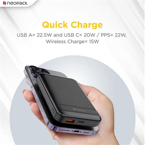 SnapGO Magsafe Power Bank 10000 mAH with Wireless Charging @ 15W & Typ ...