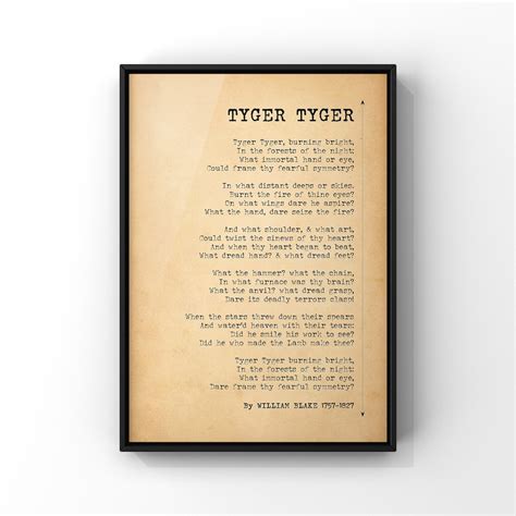 Tyger Tyger by William Blake | Tyger Tyger Poem Poster Print | Blake ...