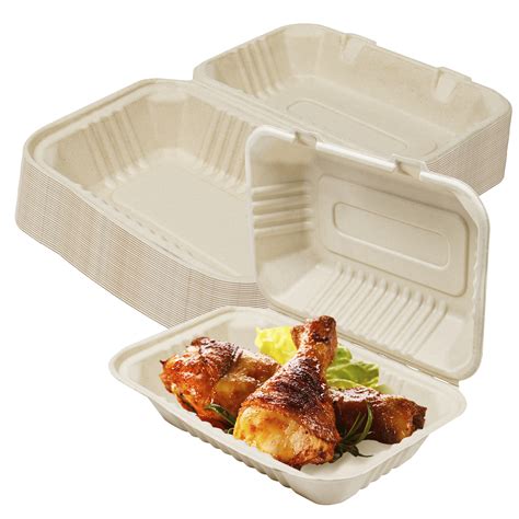 Biodegradable To Go Food Containers, Hinged Disposable Take Away Food ...