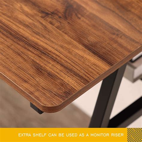 Buy HOMOOI Height Adjustable Computer Desk with Printer Shelf and ...