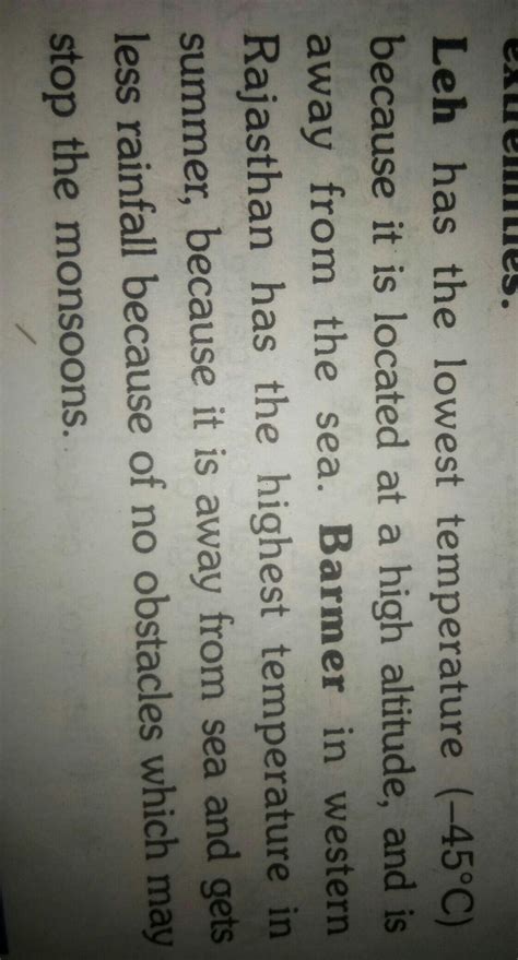 Name the coldest and hottest part of india.Give reason for such ...