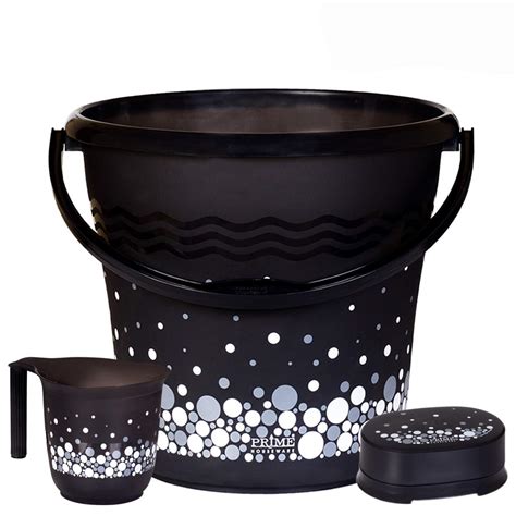Primeway Polypropylene Bathroom 3 Pcs Large Pack, Bubble Print, Black ...