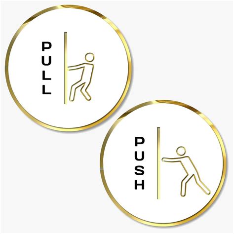 White & Gold Push & Pull Round Door Sign – Premium Quality Instruction ...