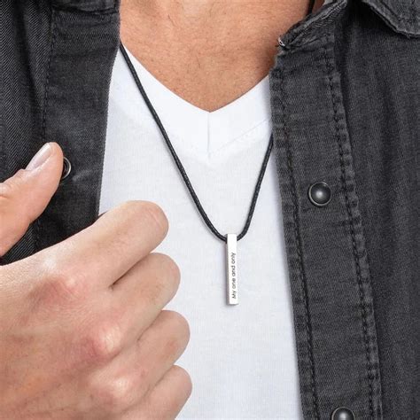 Men cord Bar Necklace – Name Strings