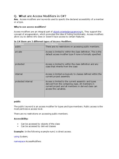 Image result for Access Modifiers Programming