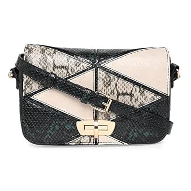 Accessorize London Women'sBlack Faux Leather Black & White Patchwork ...